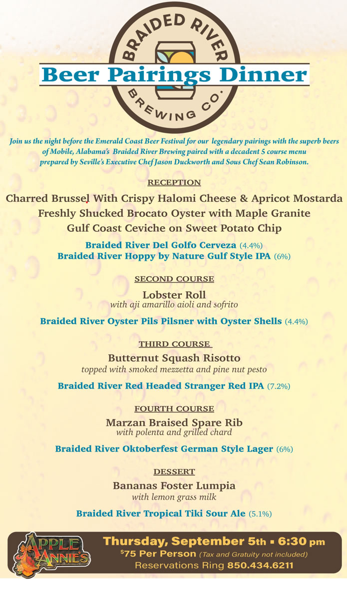 Urban South - Beer Pairing Dinner Menu at Seville Quarteg